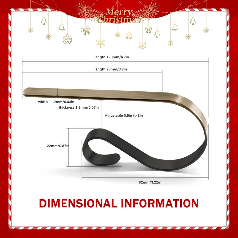Doitory Christmas Stocking Holder Hanger,6 Pack Adjustable Stocking Holders for Mantle and Fireplace Metal Decoration for Xmas Holiday Party - Image 2